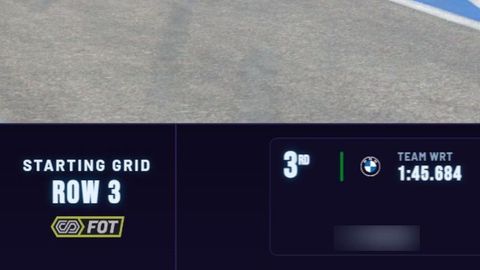 Starting grid on air: A row of the grid along the bottom of the screen: position, team, qualifying time and car image.